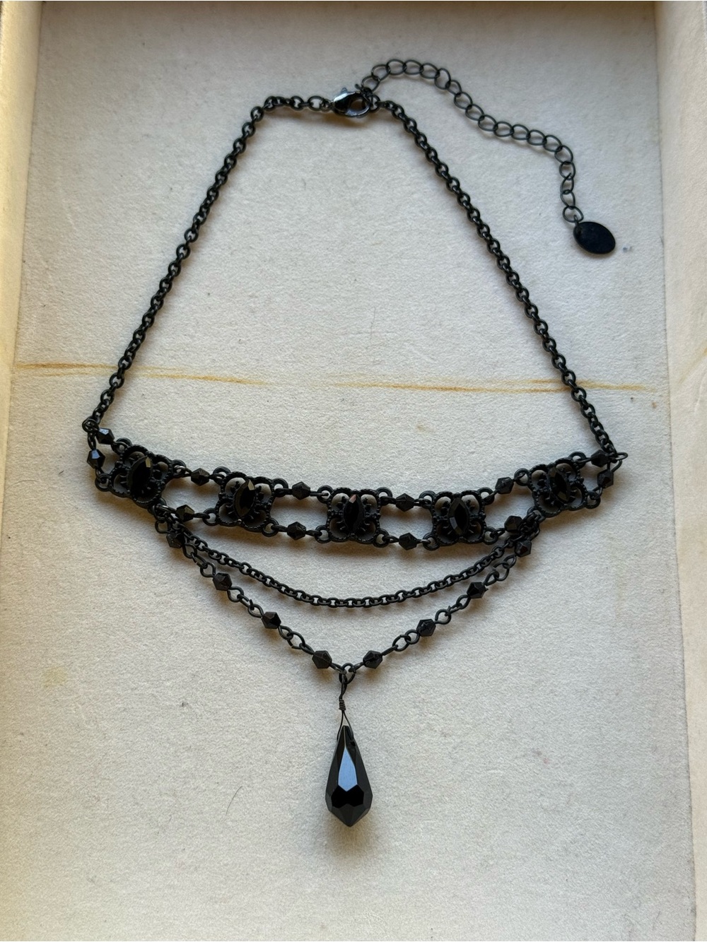 Y2k Claire’s Jewelry Layered Pendant Chocker Gothic Necklace in all Black